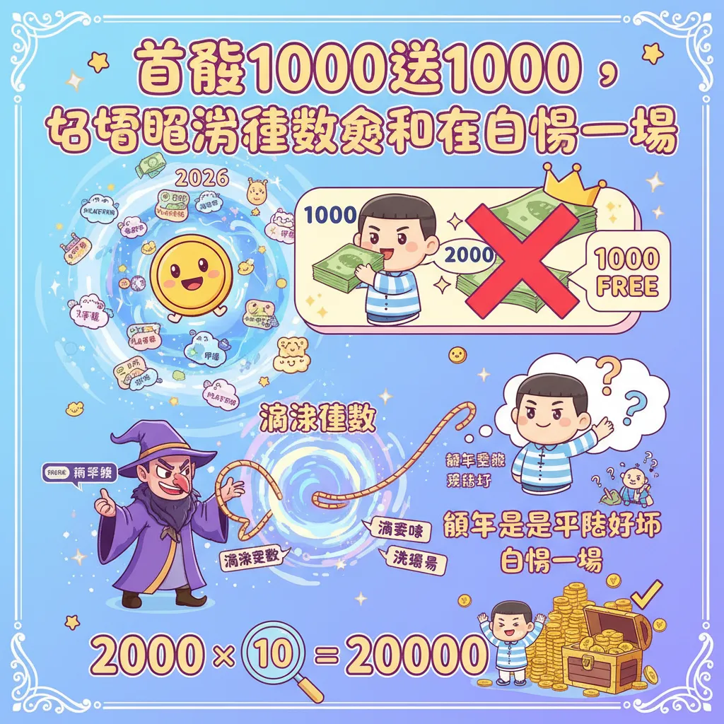 首儲1000送1000，搞懂流水倍數纔不會白忙一場